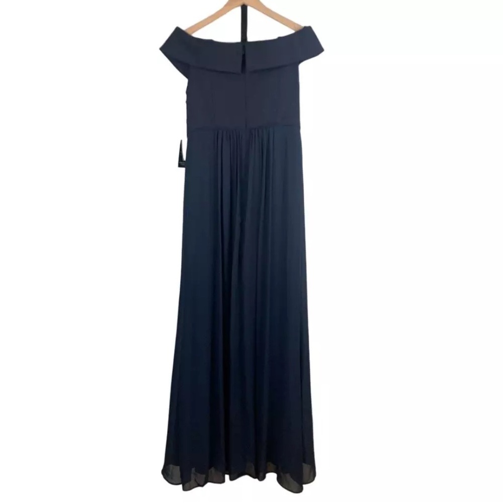 Adrianna Papell Navy Off-Shoulder Gown - NWT - Picture 4 of 12